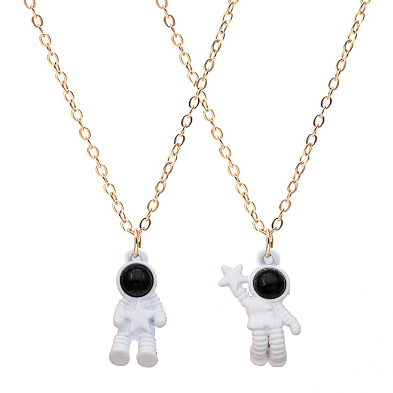 Collar Astronautas Pareja Cadena Acero + Estuche Dayoshop